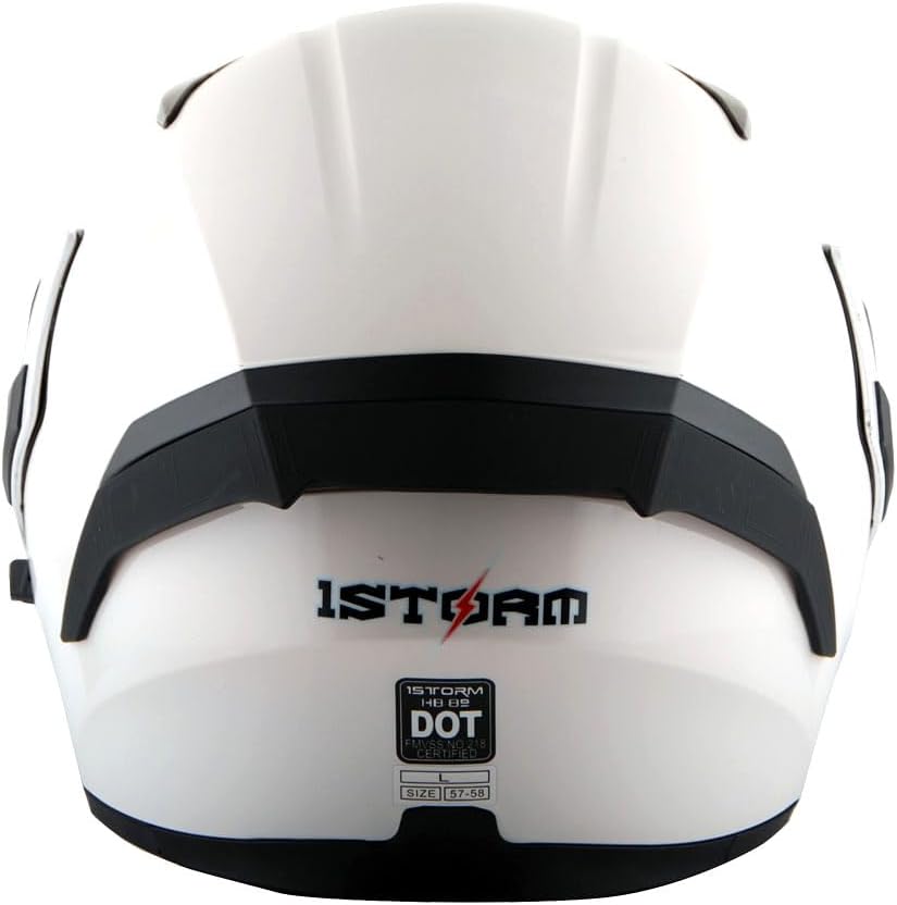 Motorcycle Modular Full Face Helmet Flip up Dual Visor Sun Shield: HB89 Glossy White