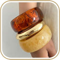 3Pcs Chunky Acrylic Bangles Bracelets Set for Women, Resin Bangle Bracelets Wide Statement Bracelets Stacking Fashion