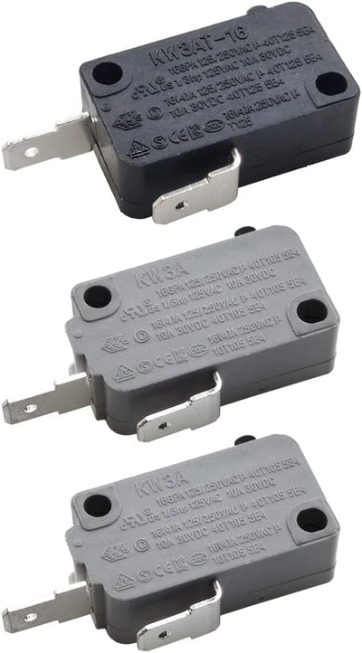 KW3A/KW3AT Microwave Oven Door Interlock Switch 16A 125VAC/250VAC Microwave Oven Replacement Part Door Switch(2 Normally Open and 1 Normally Closed)
