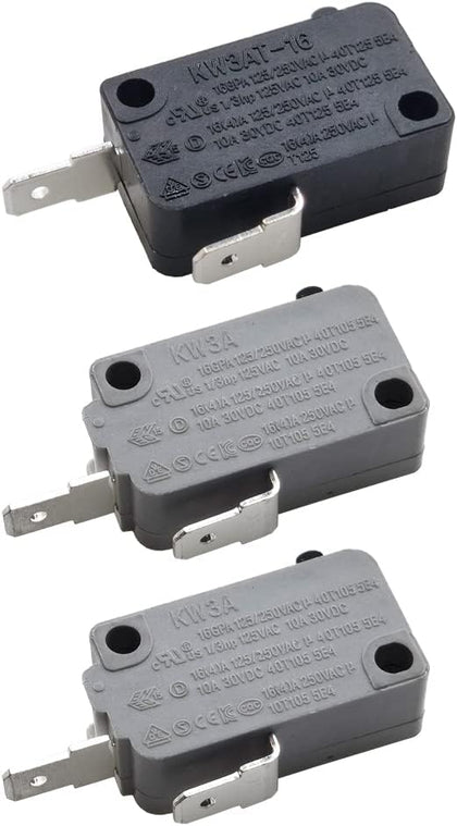 KW3A/KW3AT Microwave Oven Door Interlock Switch 16A 125VAC/250VAC Microwave Oven Replacement Part Door Switch(2 Normally Open and 1 Normally Closed)
