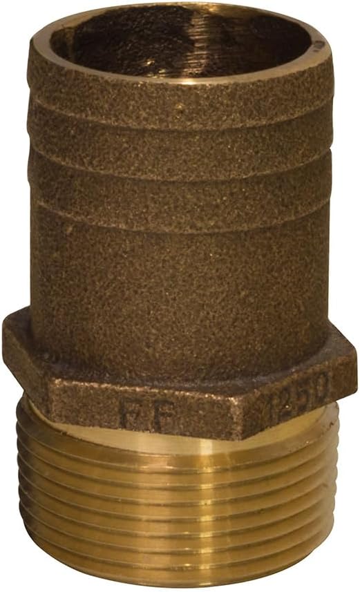 1/2" NPT x 3/4" Bronze Full Flow Pipe to Hose Straight Fitting