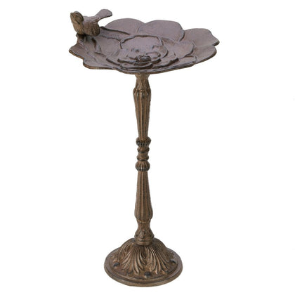 Rustic Finish Cast Iron Outdoor Birdbath