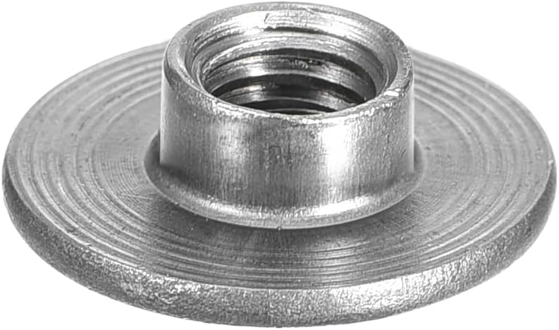 UXCELL M6 Carbon Steel Tee Nuts - 12pcs, 6mm Height, Round Base Weld Nuts With Through Hole Flange Insert Female Thread
