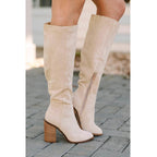 Womens Knee High Boots Slouchy Suede Fall Tall Boot Chunky Heel