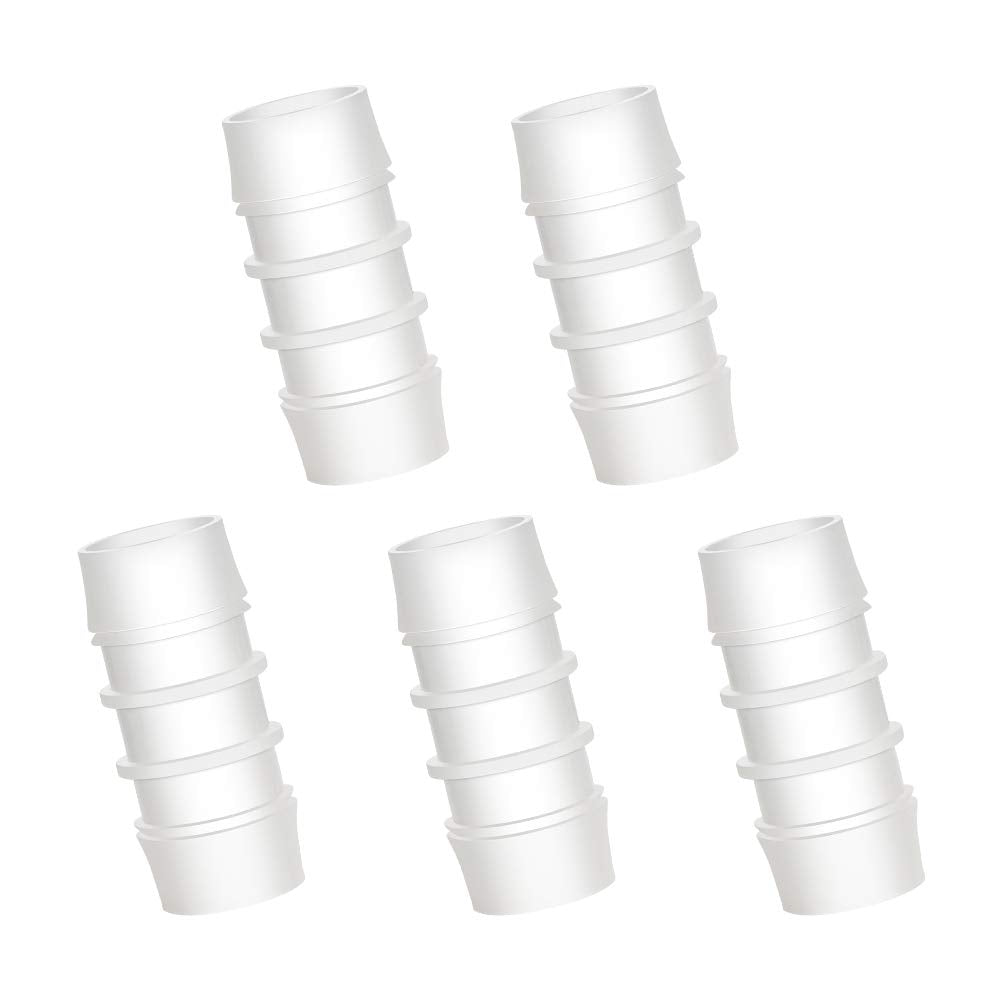 Quickun Plastic Hose Barb Fitting, 3/4" x 3/4" Barbed Splicer Mender Joint Adapter Union Fitting (Pack of 5)
