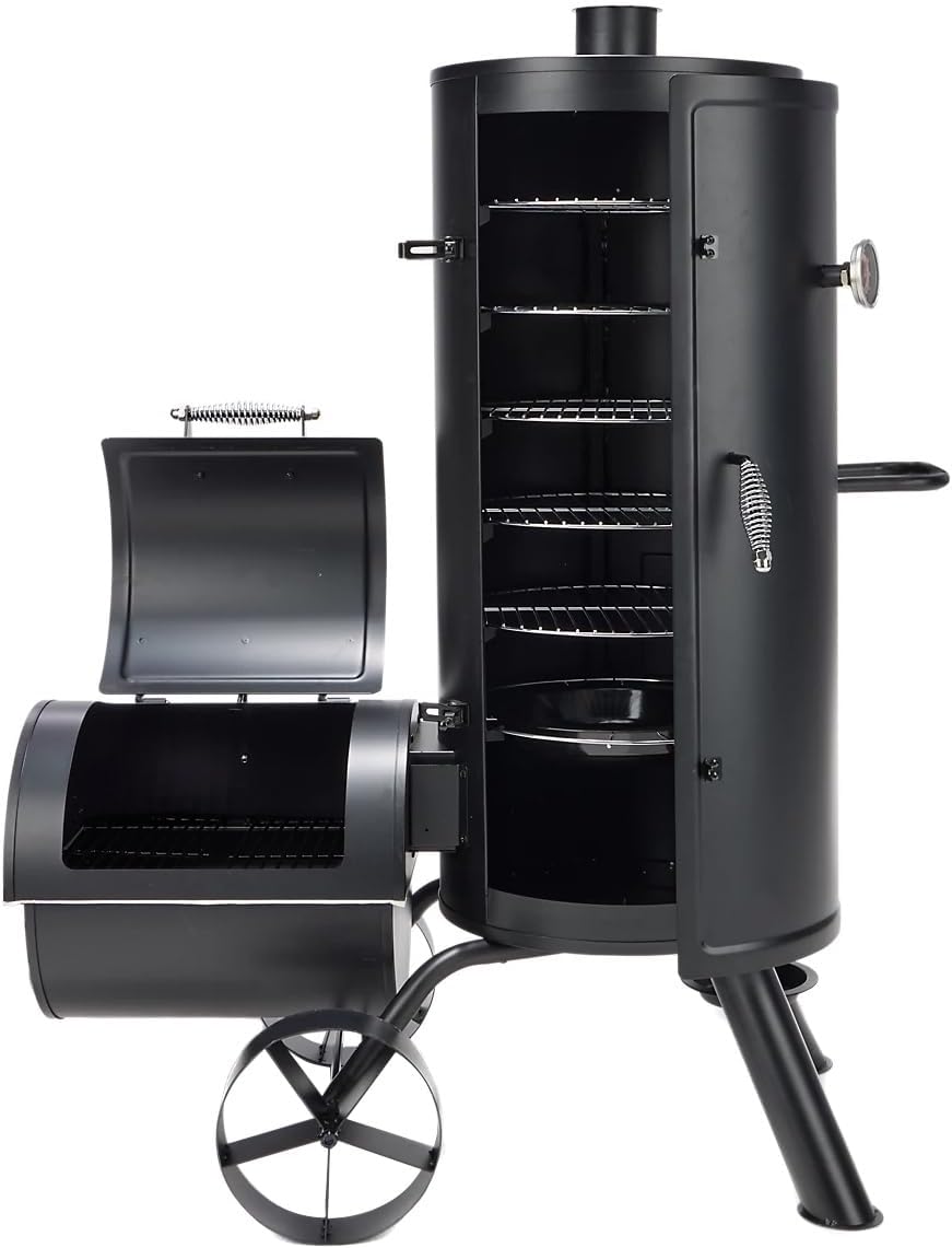 OLP8520VS Outdoor Multi Level Vertical Smoker and Charcoal Grill, 1,650 Square Inch Cooking Surface, Black