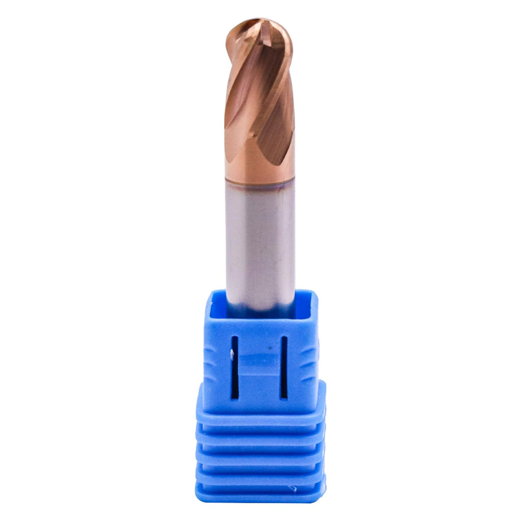 3/8" 4 Flute Solid Carbide Ball Nose End Mill, Double End, TiSiN Coated