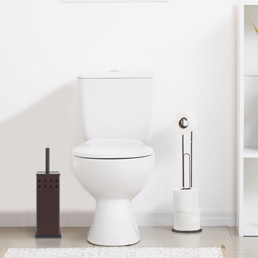Toilet Brush and Holder, Toilet Bowl Brush for Bathroom, Toilet Cleaner, Odor Free, Bronze