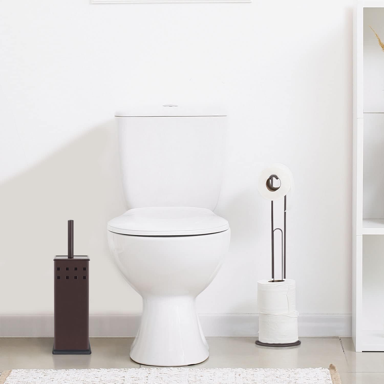 Toilet Brush and Holder, Toilet Bowl Brush for Bathroom, Toilet Cleaner, Odor Free, Bronze