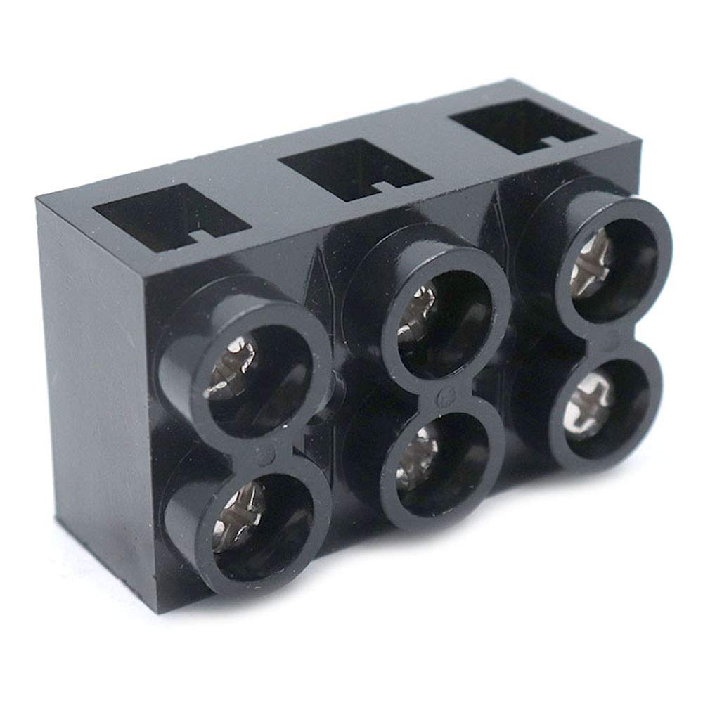 Sscon Terminal Block 2Pcs 3Pos 60A 500V Dual Row Screw Strip