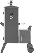 Charcoal Offset Smoker, Heavy-Duty Steel BBQ Offset Smoker with Side Firebox, Movable Outdoor Barbecue Smokers with 6