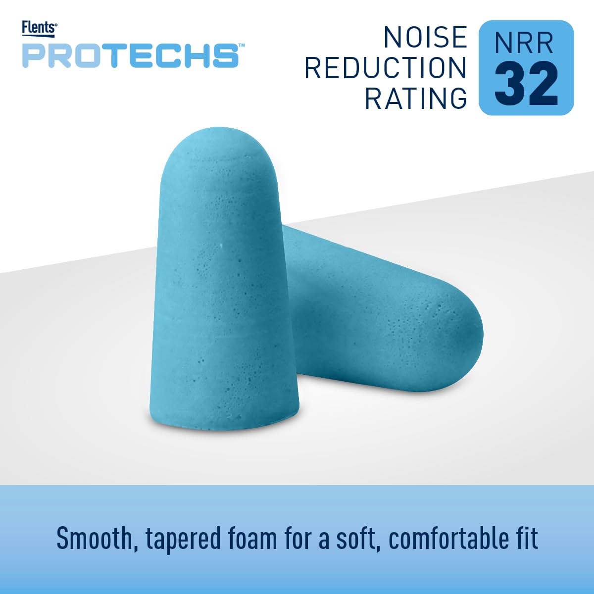 Protechs Quiet Time Foam Ear Plugs, NRR 32, 50 Pair, Blue