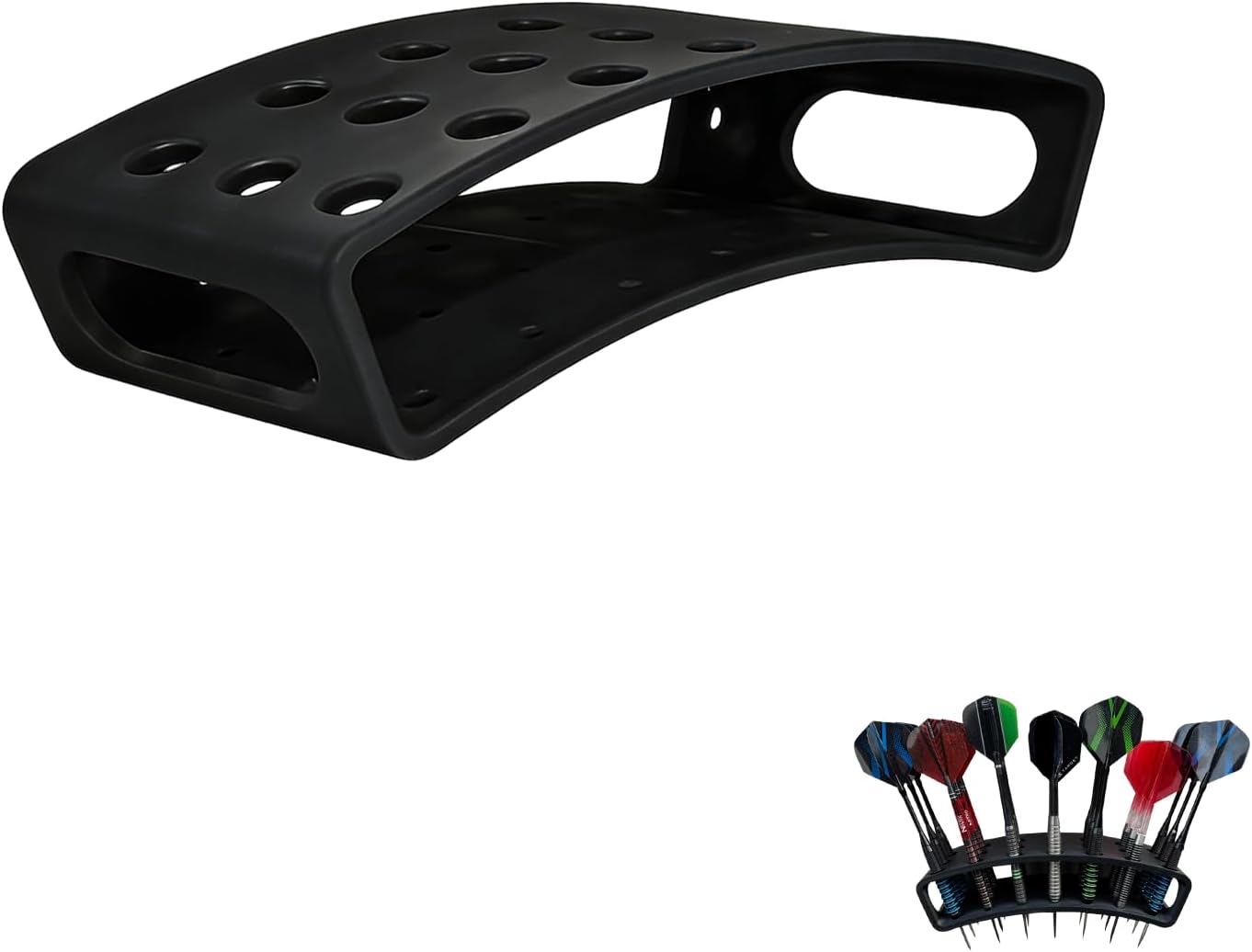 Wall Mounted Dart Holder - 21 Slot Dart Organizer Display Rack for Soft Tip & Steel Tip Darts,Gift for Players (Black)