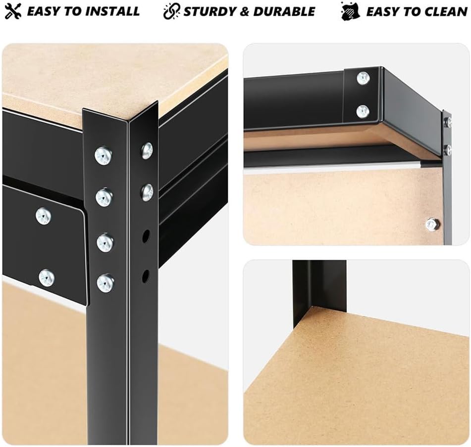 48" Heavy Duty Steel Workbench with Pegboard & Drawer, Garage Tool Storage Work Table with MDF Worktop, 300 LBS Load