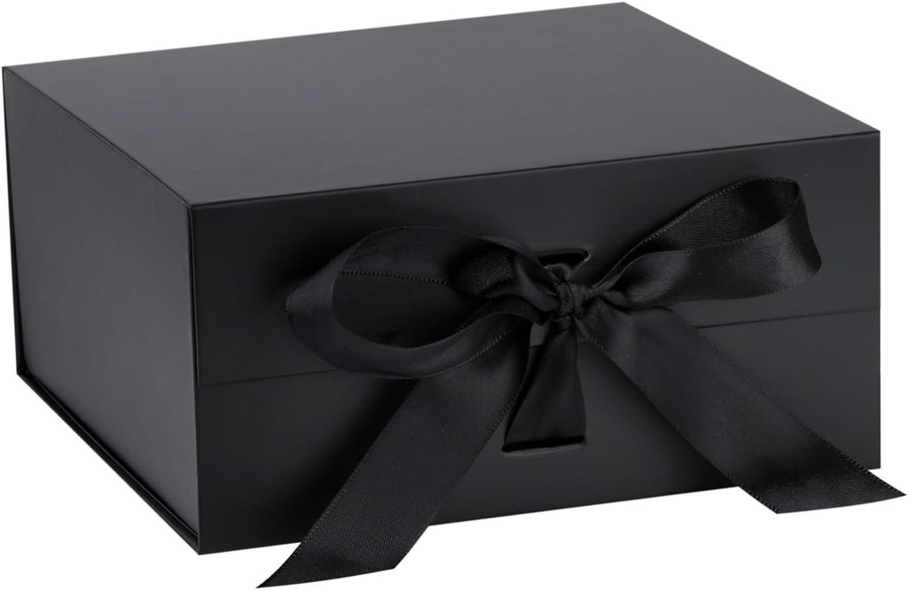 Black Gift Box,10x10x5 Inches Gift Boxes with Lids for Presents with Magnetic Closure and Ribbon for