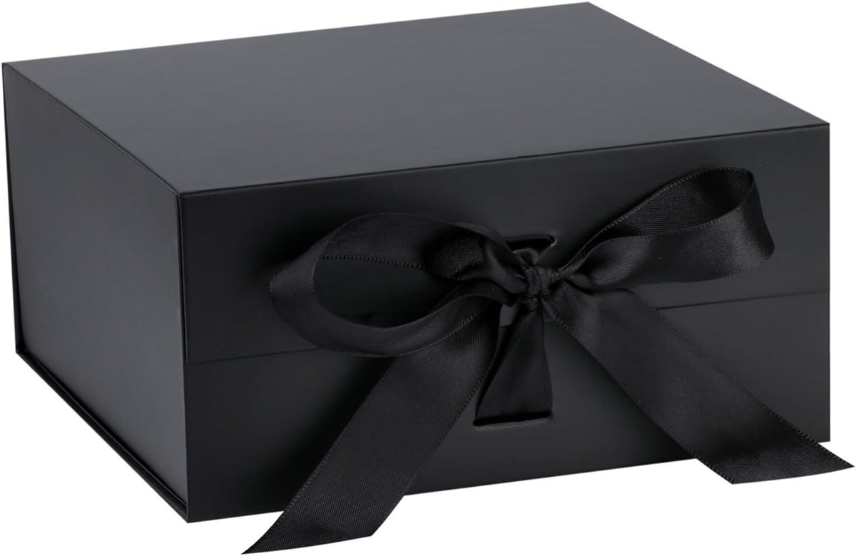 Black Gift Box,10x10x5 Inches Gift Boxes with Lids for Presents with Magnetic Closure and Ribbon for