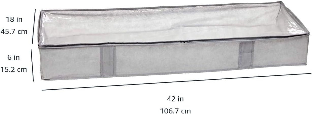 Under Bed Storage Bags for Clothes and Blankets, Foldable Fabric Zipper Container with Clear Window and Reinforced