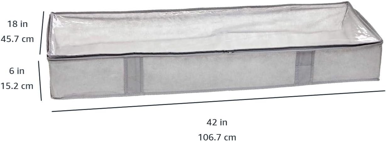 Under Bed Storage Bags for Clothes and Blankets, Foldable Fabric Zipper Container with Clear Window and Reinforced