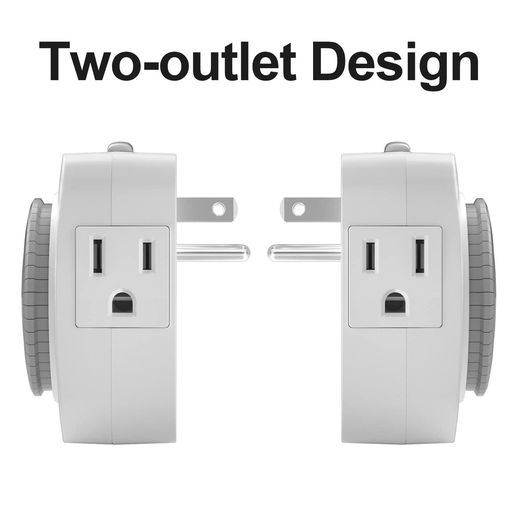 24 Hour Indoor Mechanical Timer with 2 Ground 3 Plug Socket,White,4 Pack.