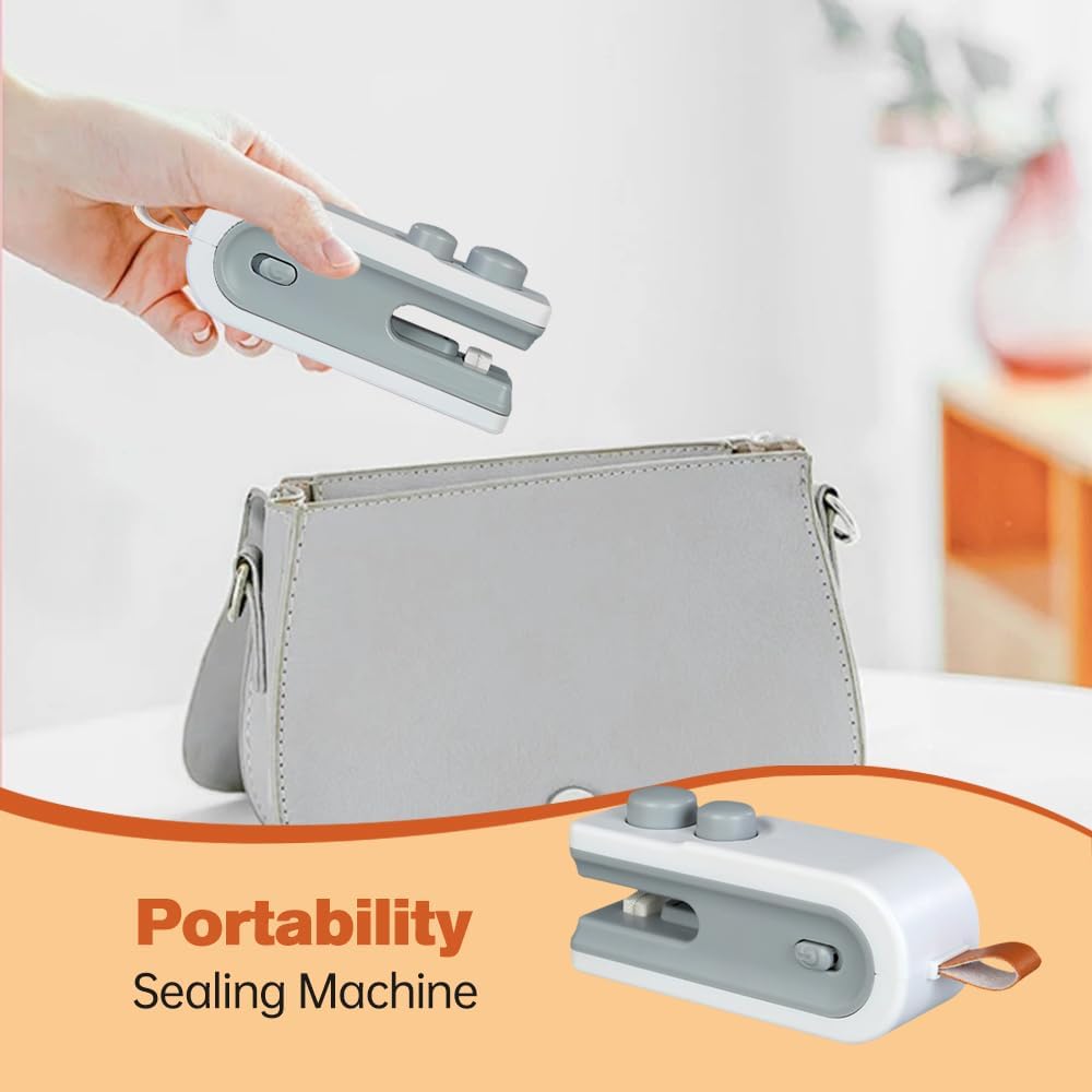 Mini Bag Sealer, 2026 New 2 in 1 Magnetic Food Sealer, USB Rechargeable Chip Bag Sealer Heat Seal Tool, Portable