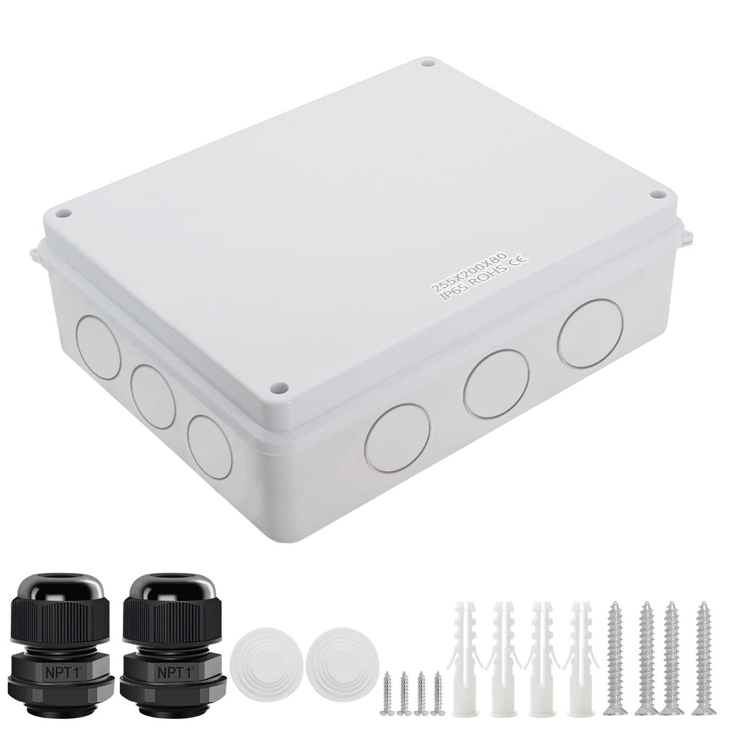 LeMotech Junction Box, Electrical Box IP65 Water Resistant Dustproof ABS Plastic Project Enclosure for Electronics White 10 x 7.9 x 3.1 inch