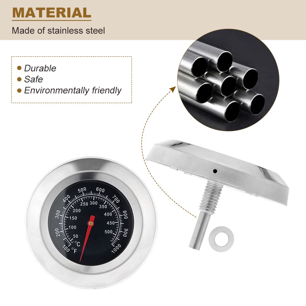 3" Face 1000F Charcoal BBQ Thermometer,1PC Barbecue Temperature Gauge
