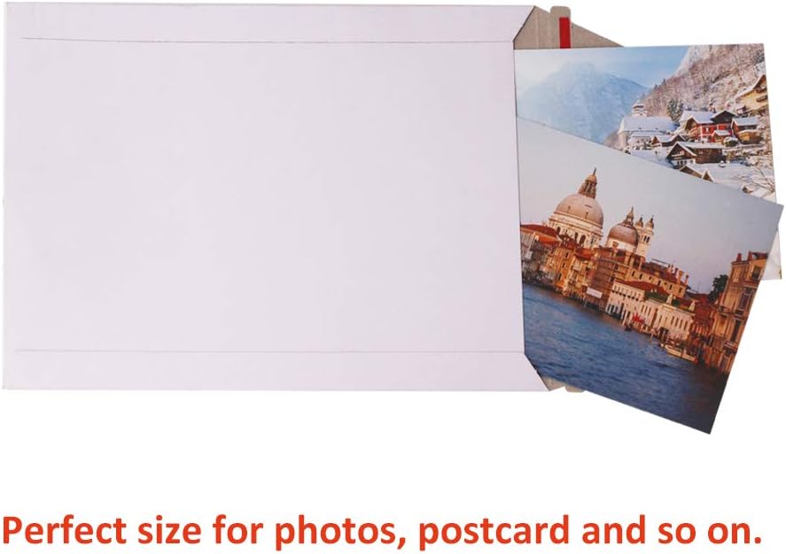 100 Pack 6X8 inch Self Seal Photo Document Mailers Stay Flat White Cardboard Envelopes White Photography Mailers for