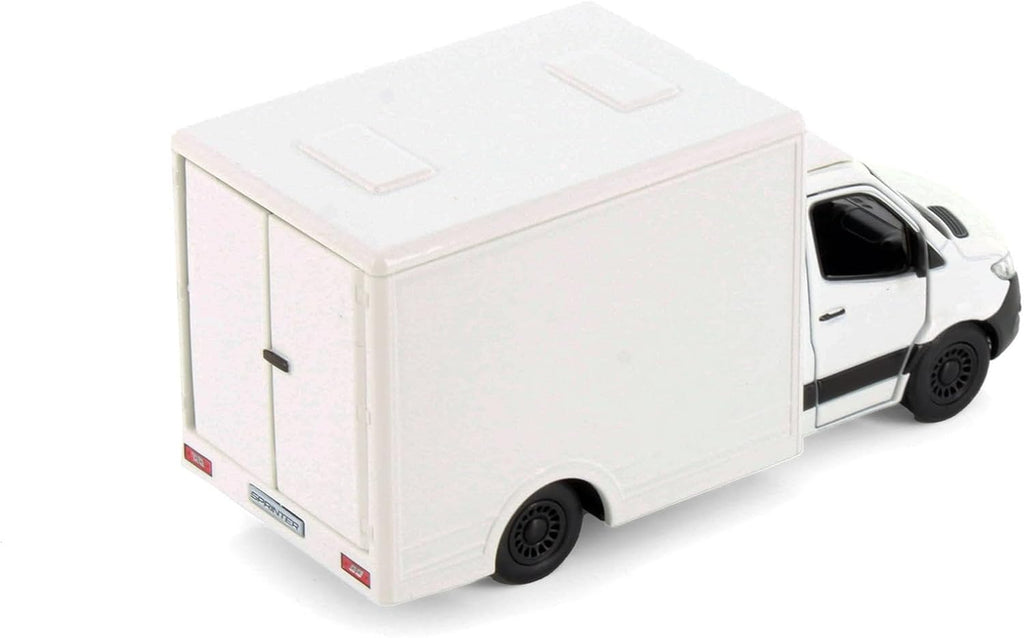 Mercedes-Benz Sprinter Cargo Van 1:48 O Scale 5" Die Cast Metal Model Toy Van, Pull-Back Action (White Box Truck)