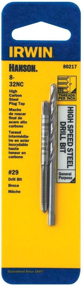IRWIN Drill And Tap Set, 8-32 NC Tap and No. 29 Drill Bit (80217)
