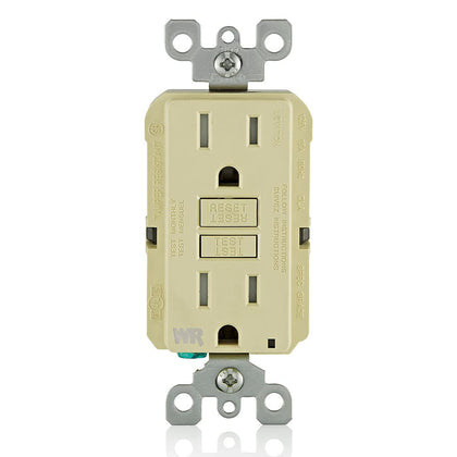 Self-Test SmartlockPro Slim GFCI Weather-Resistant and Tamper-Resistant Receptacle with LED Indicator, 15 Amp