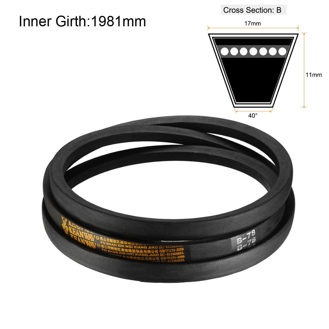 uxcell B-78 V-Belts 78" Inner Length, B-Section Rubber Drive Belt