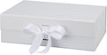 10.5"x7.5"x3" Medium White Magnetic Gift Box with Lid and Ribbon