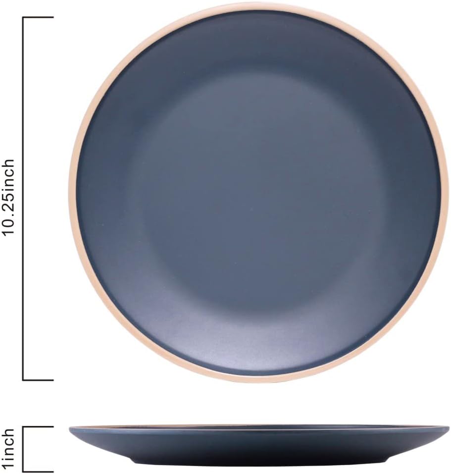 Melamine Dishes Sets of 6, Melamine Plates,10.5 Inch Dinner Plates, Outdoor Dinnerware Sets, Unbreakable, BPA Free