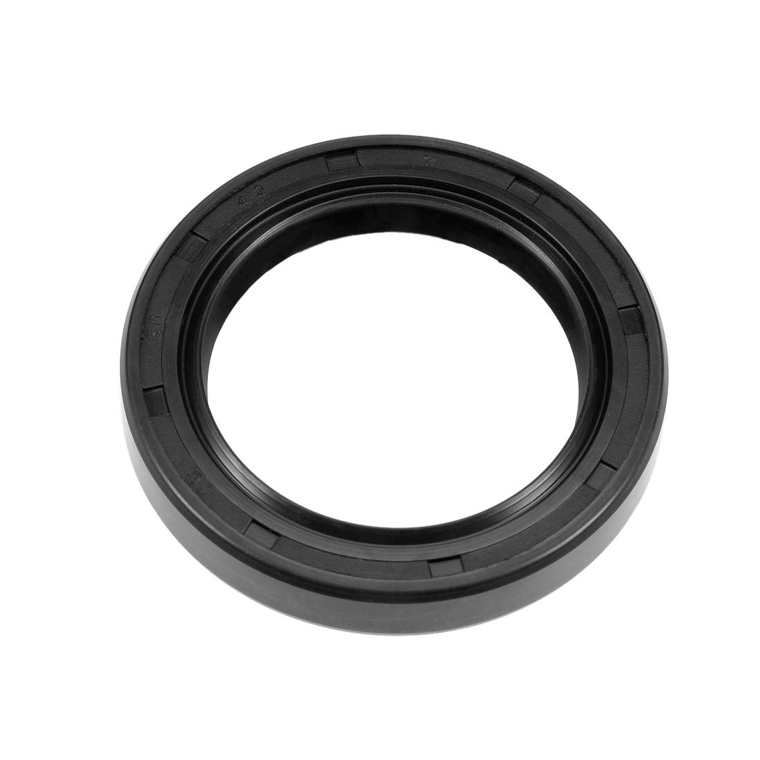 uxcell Oil Seals Rubber TC 30x42x7mm Double Lip w/Spring Black