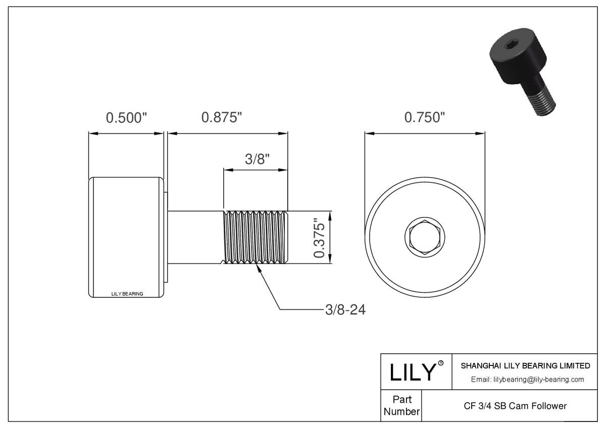 CF 3/4 SB Stud Cam Track Roller Follower Bearing