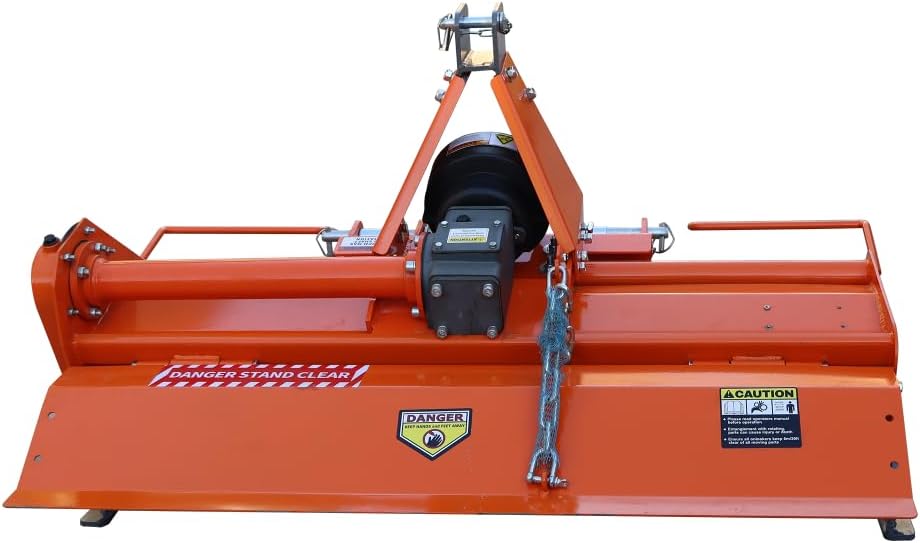 3-Point Rotary Tiller, 37-Inch PTO Cultivator for Cat 1 Tractors | 540 RPM Gearbox with Replaceable L-Shaped Tines