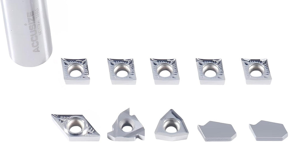 Accusize Carbide Insert Set for 5/8 in Turning Tool, 10 Pc, for Aluminum