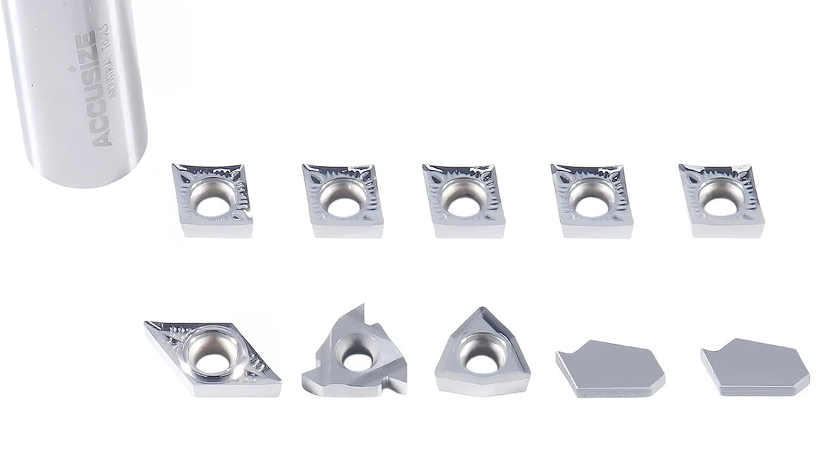 Accusize Carbide Insert Set for 5/8 in Turning Tool, 10 Pc, for Aluminum