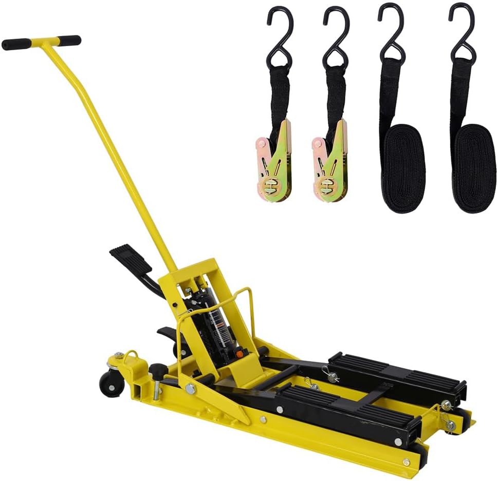Hydraulic Motorcycle Lift Jack, 1500 LBS Capacity Foot-Operated Motorcycle Lift Table, ATV Scissor Lift Jack with