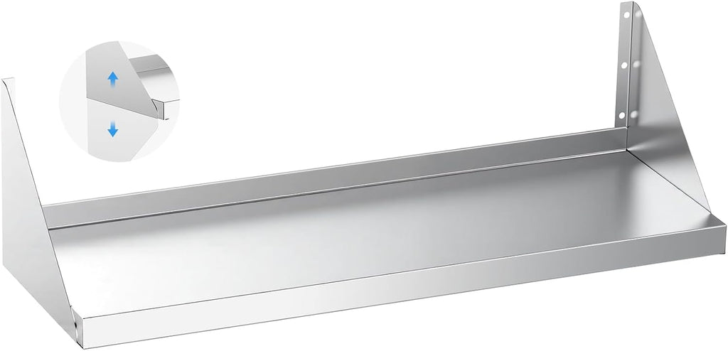 Stainless Steel Wall Shelf with Reversible Brackets,12" x 36"