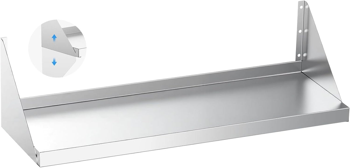 Stainless Steel Wall Shelf with Reversible Brackets,12" x 36"