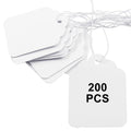 200 Pcs Price Tags with Elastic String, White, 45x35 mm