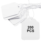 200 Pcs Price Tags with Elastic String, White, 45x35 mm
