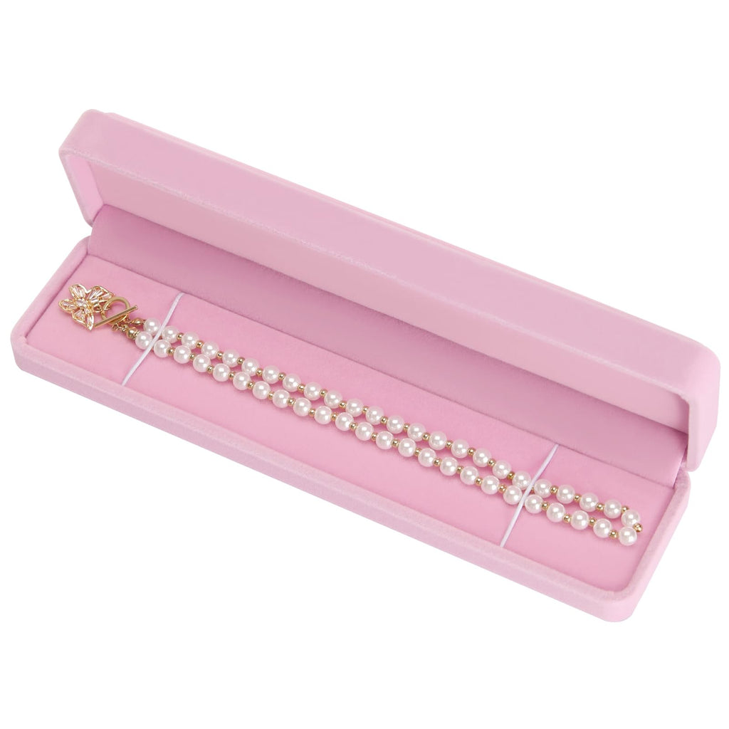 2 Pieces Long Velvet Chain Necklace Gift Box Set, Bracelet Storage Case, Jewellry Display Box for Wedding