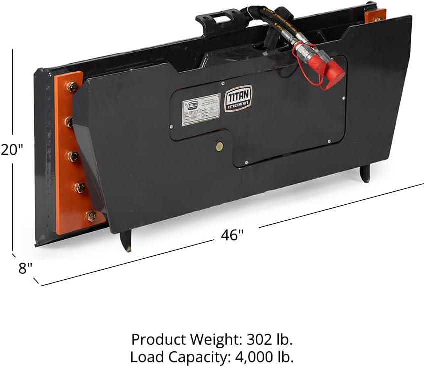 Hydraulic Tilt Mount Plate for Skid Steers, 25 Degree Left Right Tilt, Quick Tach Mounting System for Grader Blades