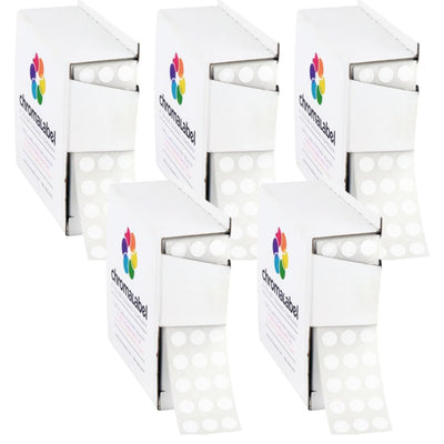 White Dot Stickers, 1/4 Inch, 1000/Box, Case of 5