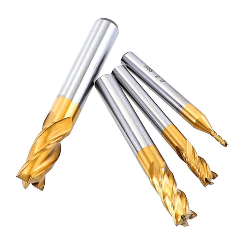 TOPPROS 4-Flute Titanium Coat Carbide End Mill Bits, Pack of 7