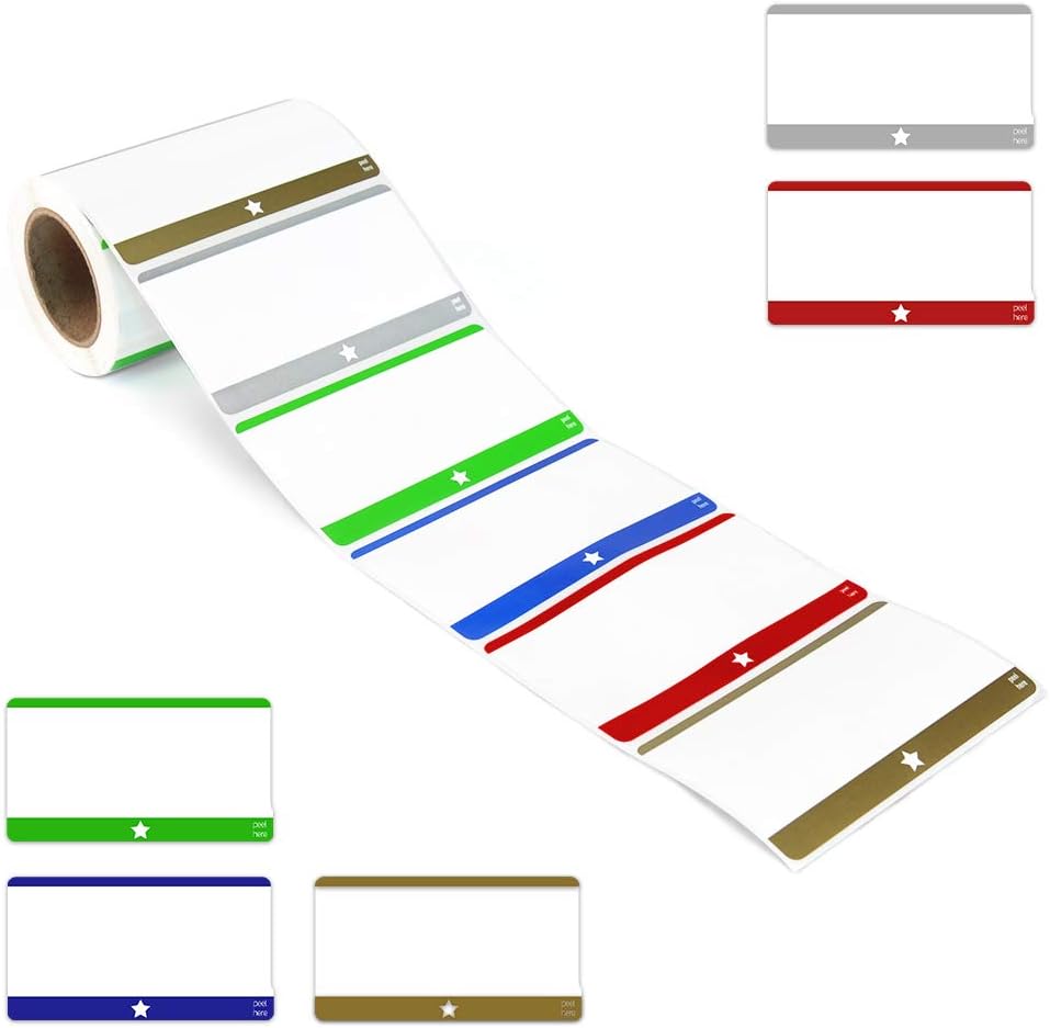 200 Removable Labels 2"x3.5", 5 Colors Freezer for Storage