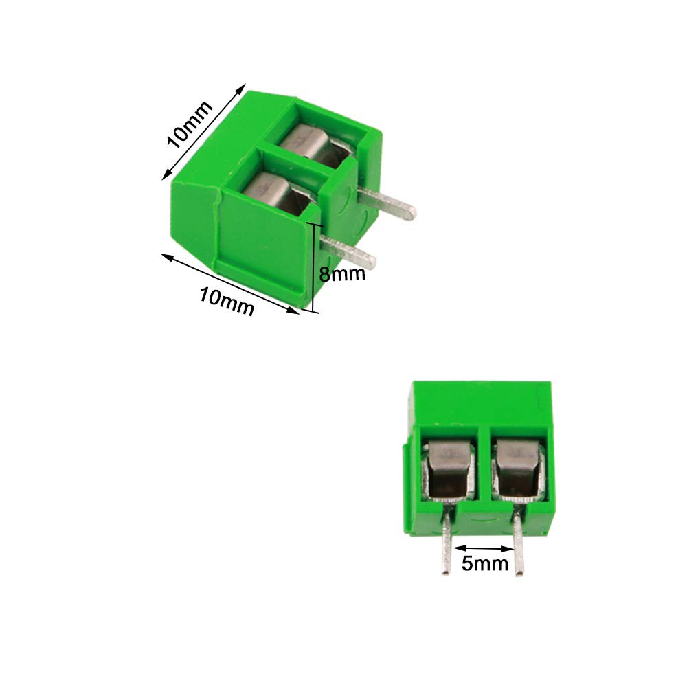 FULARR 80Pcs Premium 2 Position 2 Pin Plug-in PCB Terminal Block, 5.08mm Pitch PCB Mount Screw Terminal Block Connector (300V / 10A, Green)