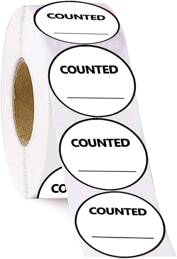 Counted Inventory Label, 500 Pcs, 2 Inch Inventory Control Sticker